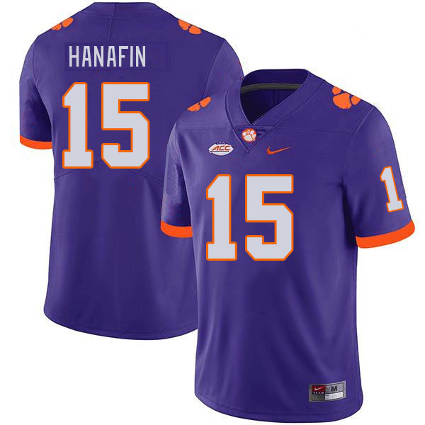 Men's Clemson Tigers Ronan Hanafin #15 College Purple NCAA Authentic Football Stitched Jersey 23HO30KU